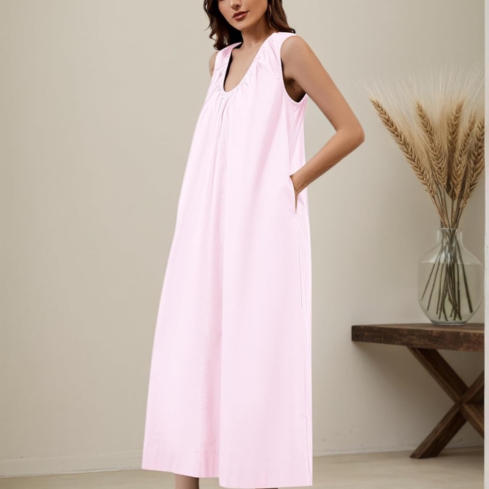 NWT Pink Scoop Neck Maxi Dress- Small